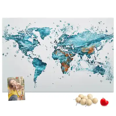 Tableau d'affichage en liège Carte du monde aquatique
