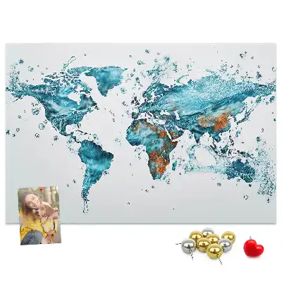 Tableau d'affichage en liège Carte du monde aquatique