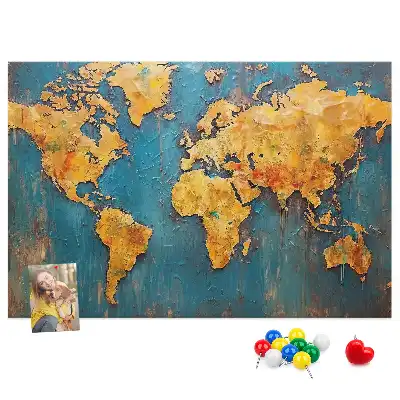 Tableau de liège décoratif contour des continents