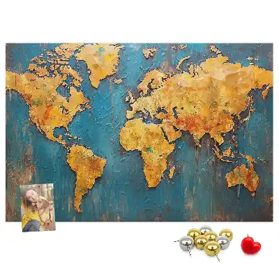 Tableau de liège décoratif contour des continents