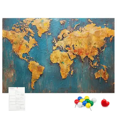 Tableau de liège décoratif contour des continents
