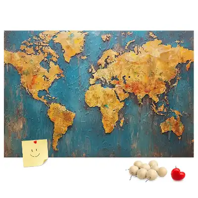 Tableau de liège décoratif contour des continents