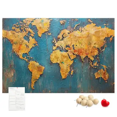Tableau de liège décoratif contour des continents
