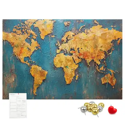 Tableau de liège décoratif contour des continents