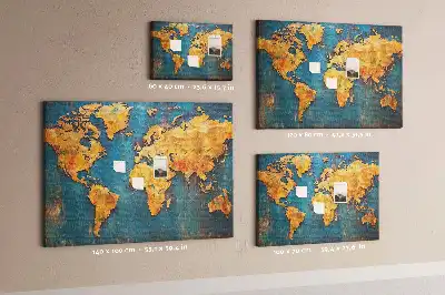 Tableau de liège décoratif contour des continents