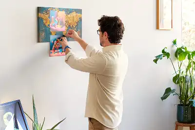 Tableau de liège décoratif contour des continents