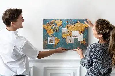 Tableau de liège décoratif contour des continents