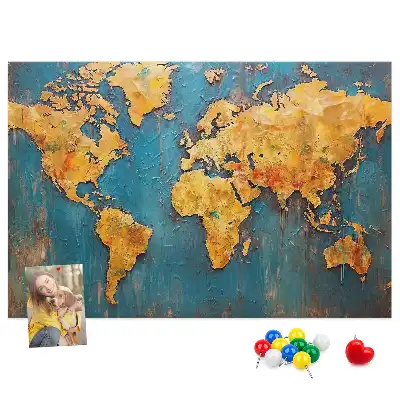 Tableau de liège décoratif contour des continents
