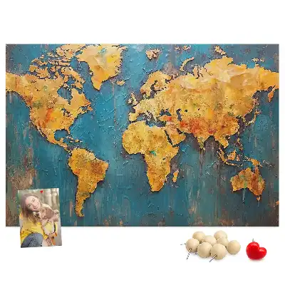 Tableau de liège décoratif contour des continents
