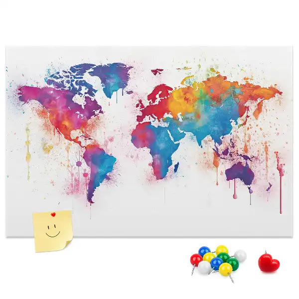 Tableau en liège décoratif carte du monde
