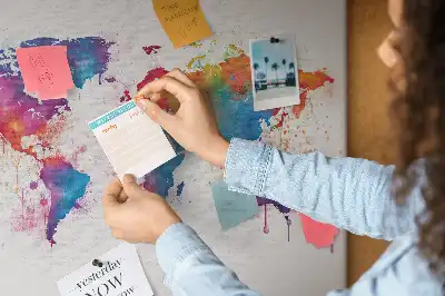 Tableau en liège décoratif carte du monde
