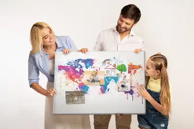 Tableau en liège décoratif carte du monde