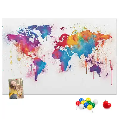 Tableau en liège décoratif carte du monde