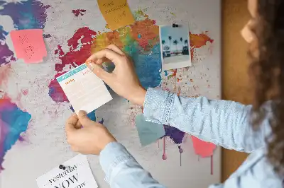 Tableau en liège décoratif carte du monde