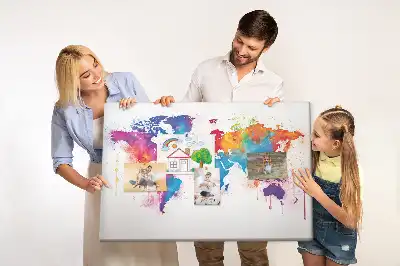 Tableau en liège décoratif carte du monde