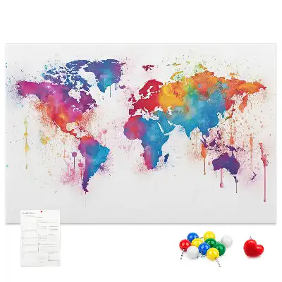 Tableau en liège décoratif carte du monde