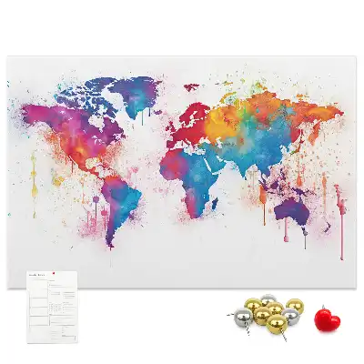 Tableau en liège décoratif carte du monde