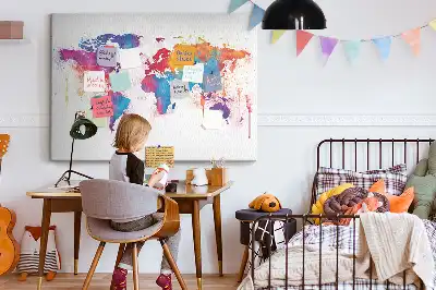 Tableau en liège décoratif carte du monde