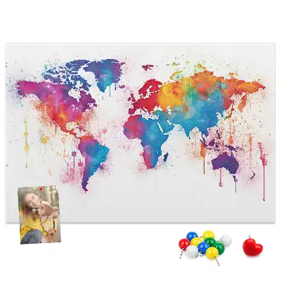 Tableau en liège décoratif carte du monde