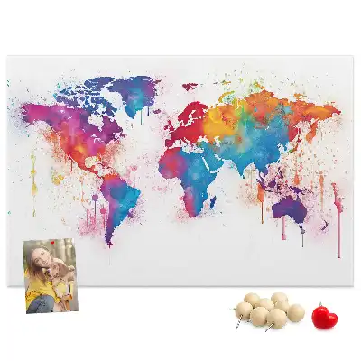 Tableau en liège décoratif carte du monde