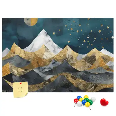 Tableau d’affichage en liège Montagnes la nuit
