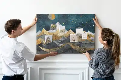 Tableau d’affichage en liège Montagnes la nuit