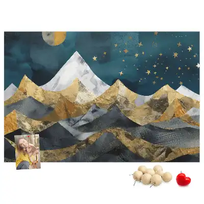 Tableau d’affichage en liège Montagnes la nuit