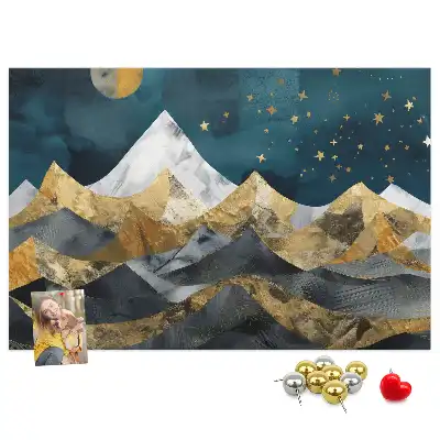 Tableau d’affichage en liège Montagnes la nuit