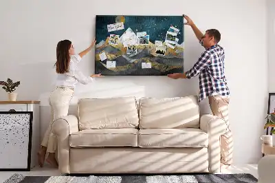 Tableau d’affichage en liège Montagnes la nuit