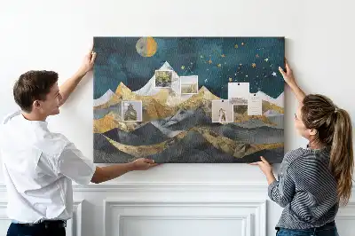 Tableau d’affichage en liège Montagnes la nuit