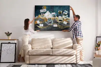 Tableau d’affichage en liège Montagnes la nuit