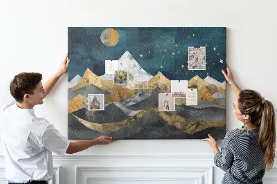 Tableau d’affichage en liège Montagnes la nuit