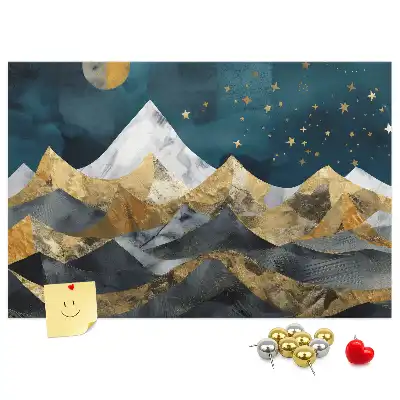 Tableau d’affichage en liège Montagnes la nuit