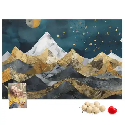 Tableau d’affichage en liège Montagnes la nuit