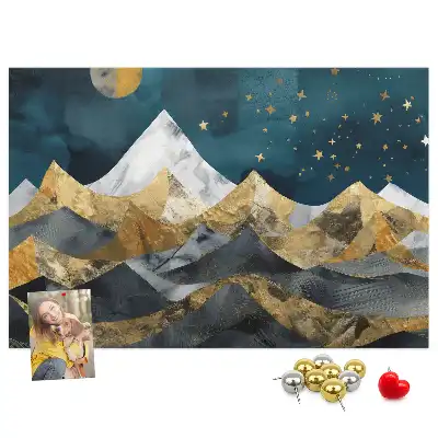 Tableau d’affichage en liège Montagnes la nuit