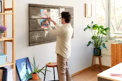 Tableau de liège Continents sur fond en bois