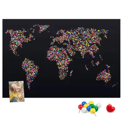 Tableau d’affichage en liège motif carte du monde