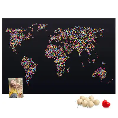 Tableau d’affichage en liège motif carte du monde