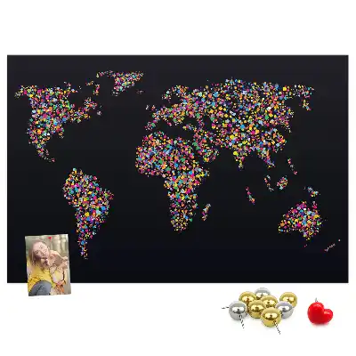 Tableau d’affichage en liège motif carte du monde