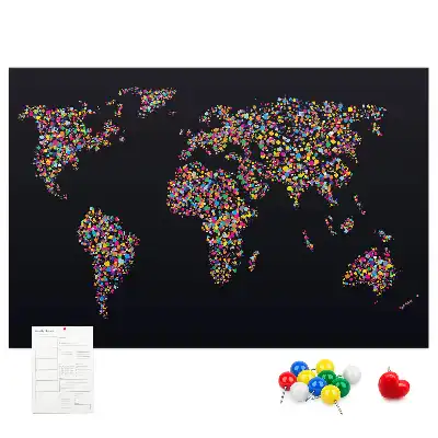 Tableau d’affichage en liège motif carte du monde