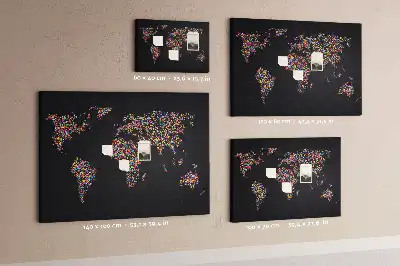 Tableau d’affichage en liège motif carte du monde