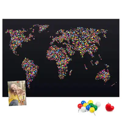 Tableau d’affichage en liège motif carte du monde