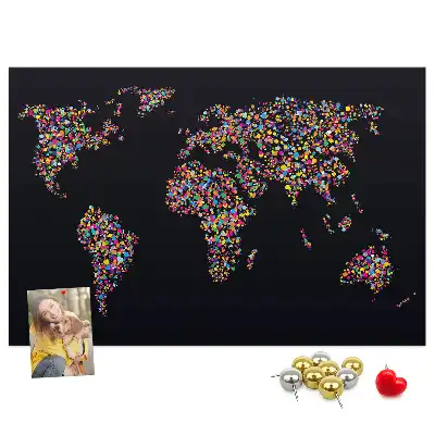 Tableau d’affichage en liège motif carte du monde