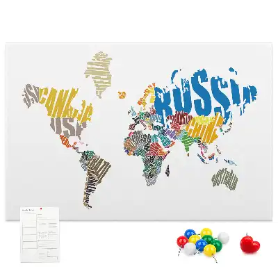 Tableau d’affichage en liège en forme de carte du monde