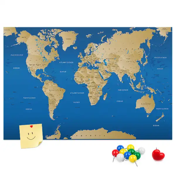 Tableau en liège décoratif carte du monde