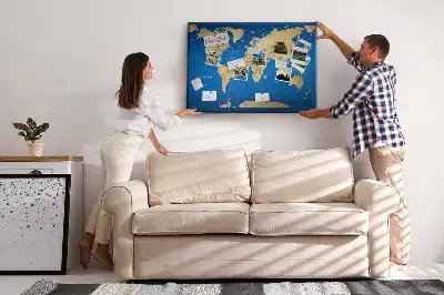 Tableau en liège décoratif carte du monde