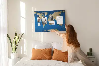 Tableau en liège décoratif carte du monde