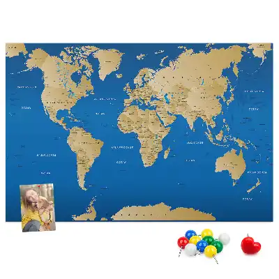 Tableau en liège décoratif carte du monde