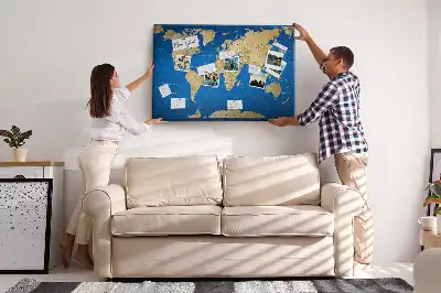 Tableau en liège décoratif carte du monde