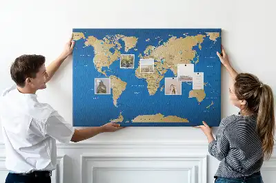 Tableau en liège décoratif carte du monde